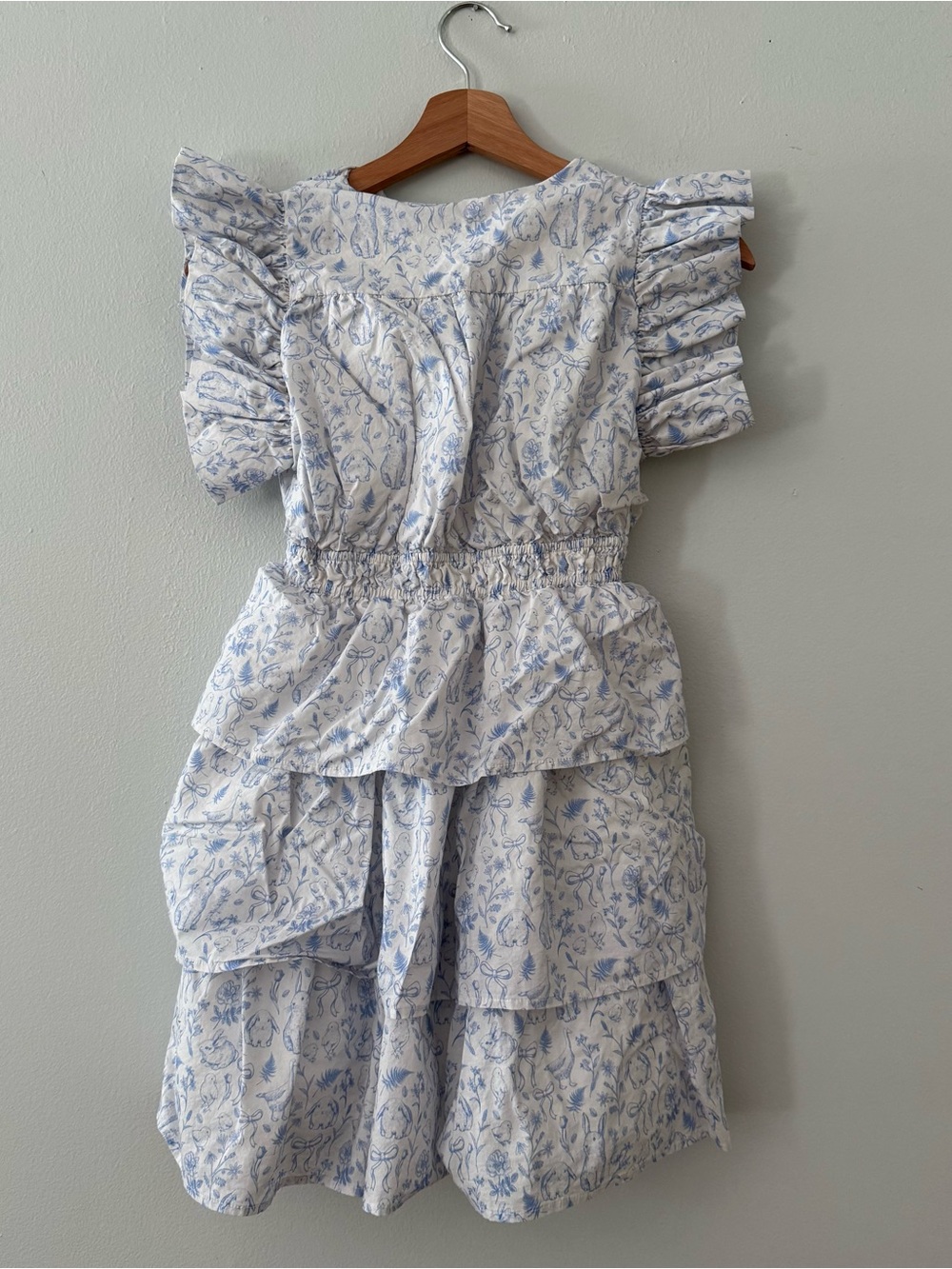 Shop The Mint Girls Dress Ruffle Blue Spring Bunnies Size 12-14. - Picture 3 of 4